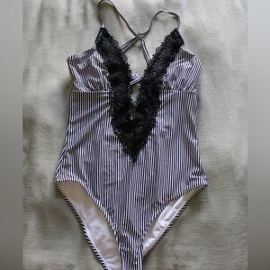 Stripped One-Piece Bathing Suit